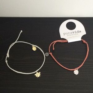 2 Pura Vida Bracelets, Coral Sand Dollar NWT & Bee